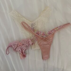 White lace, pink lace underwear